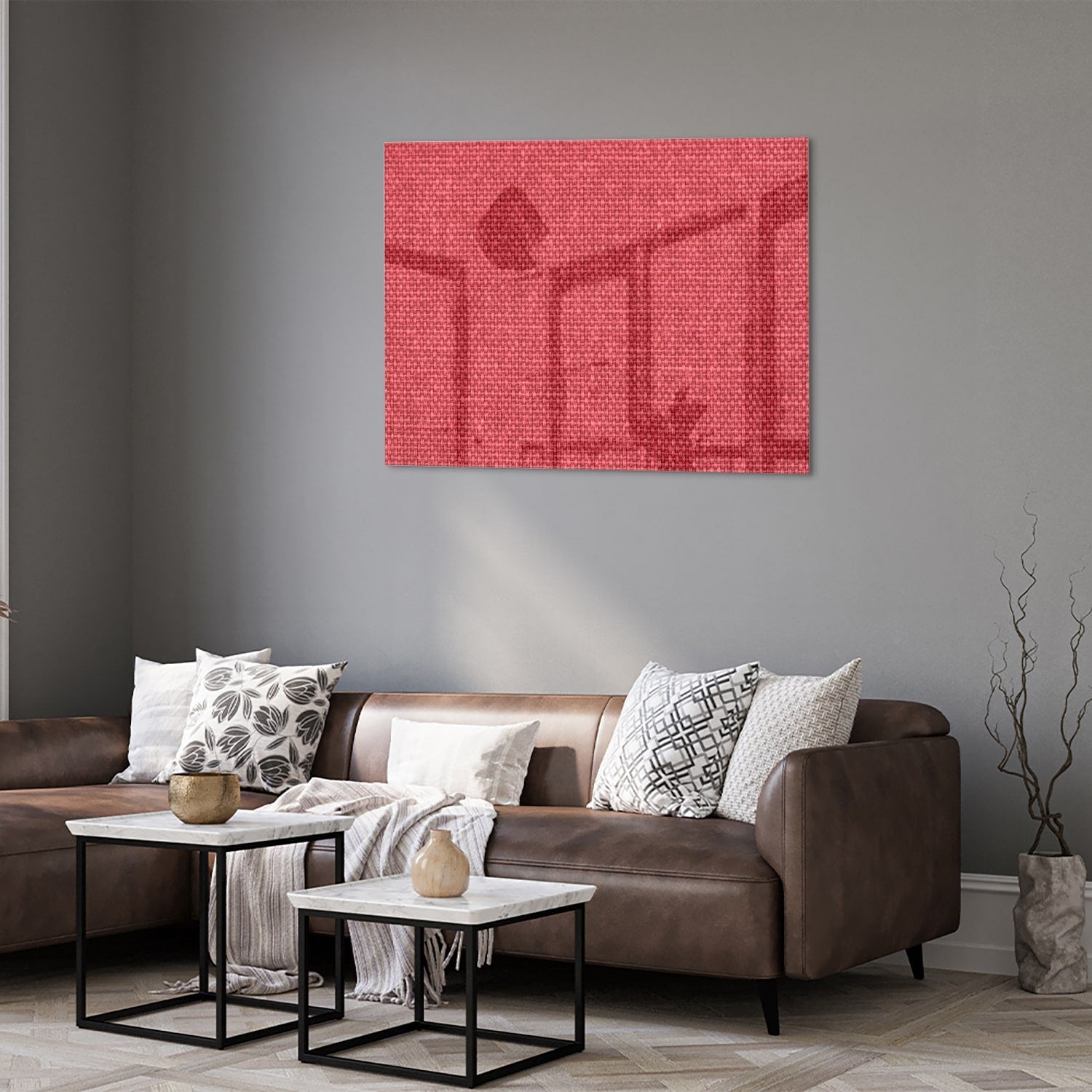 Modernes Glasbild in klarem Rot