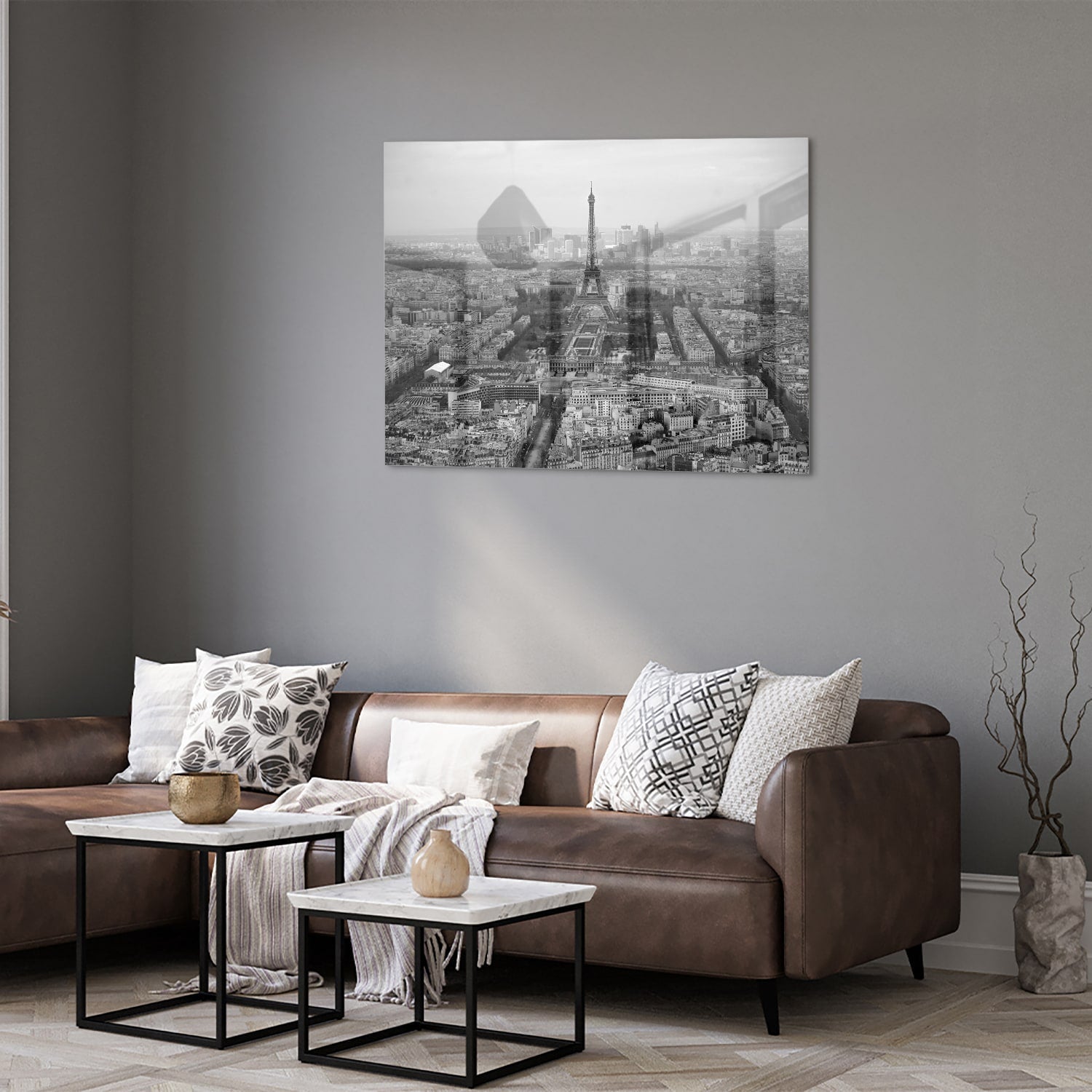 Schwarz-Weiß-Glasbild mit Paris-Motiv