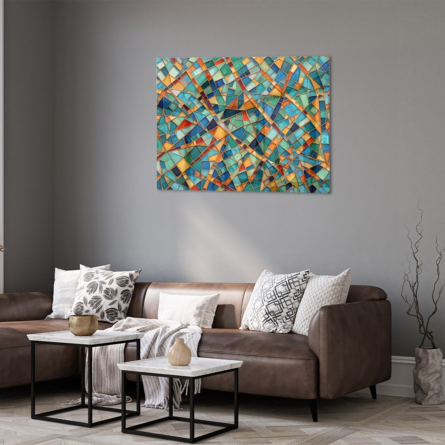 Farbenfrohes abstraktes Glasbild für Ihr Interieur