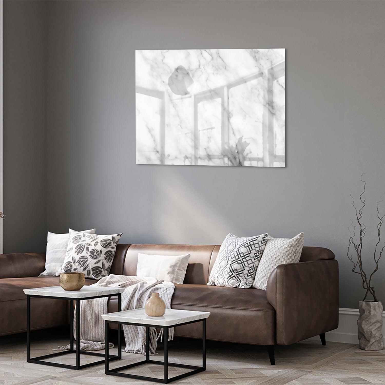 Elegantes Glasbild mit Marmoreffekt