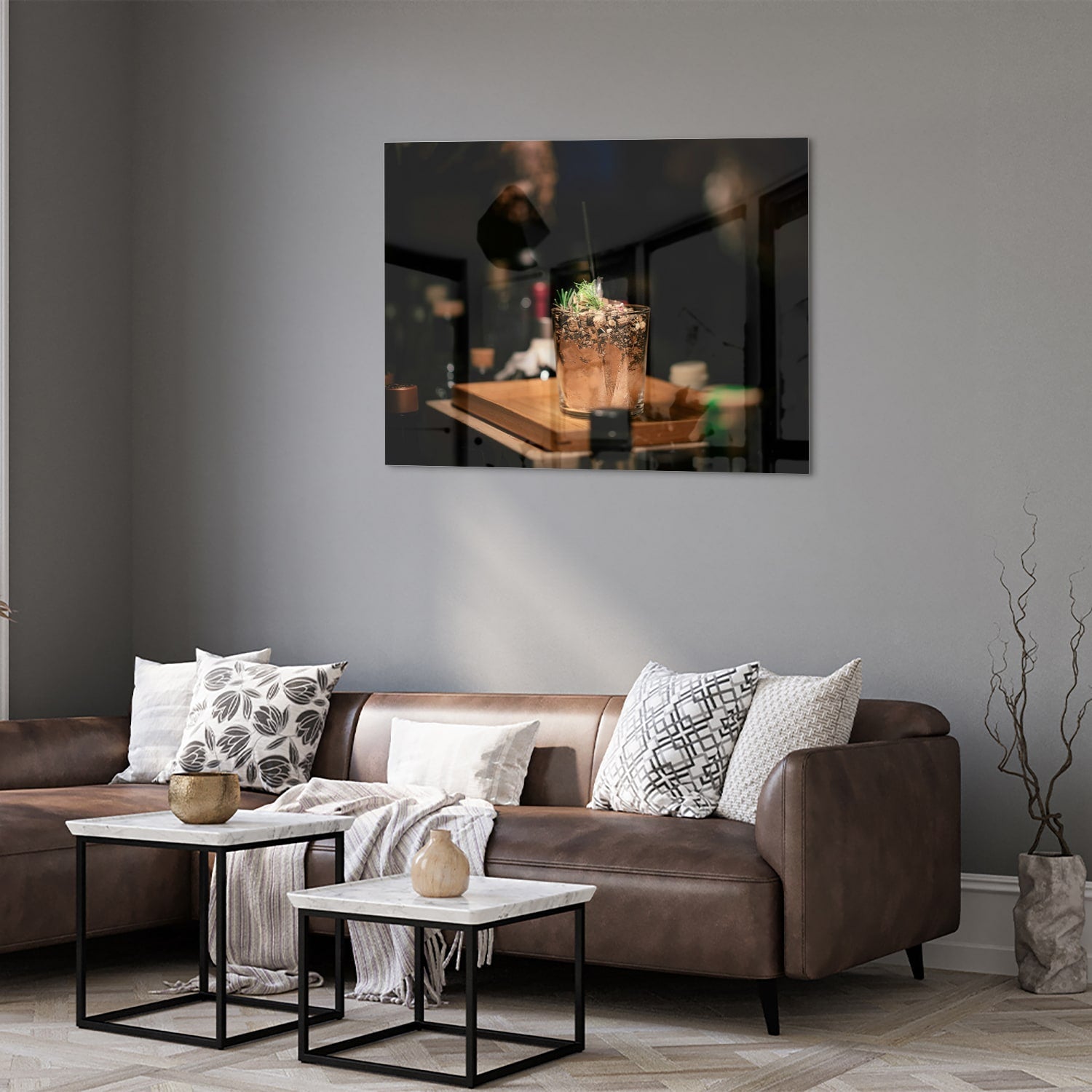 Stilvolles Glasbild mit einem Cocktail