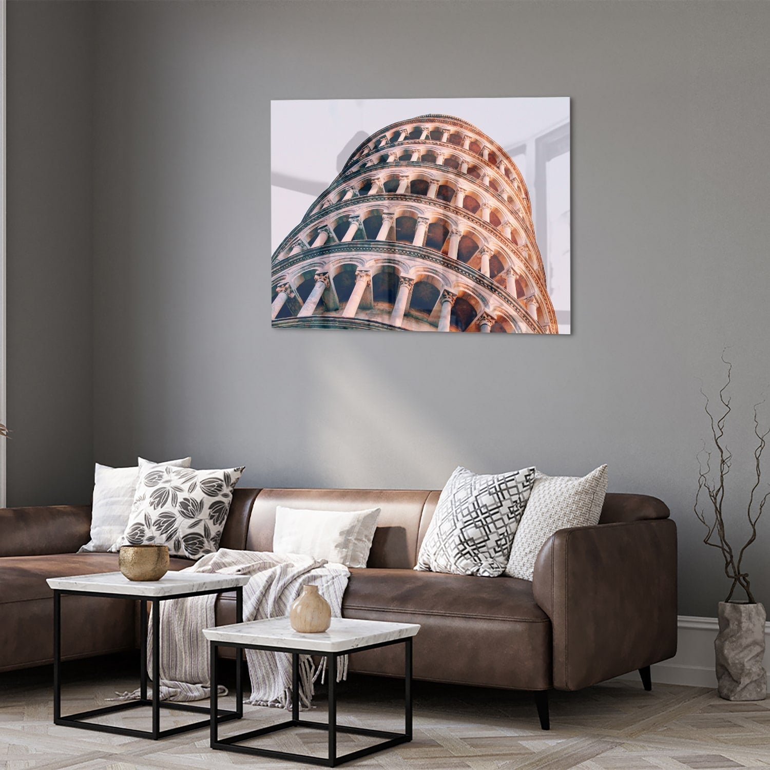 Glasbild mit dem Schiefen Turm von Pisa