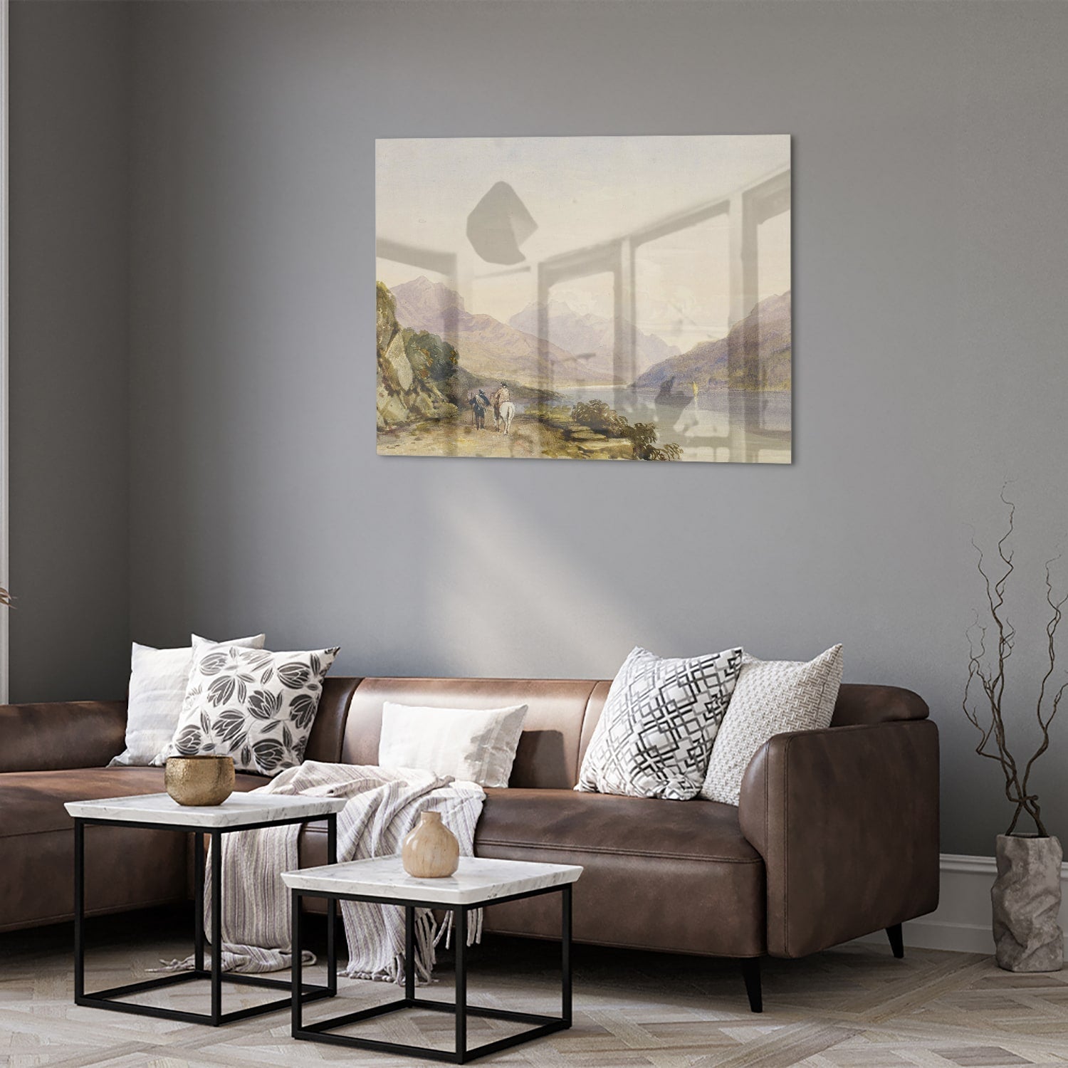 Atemberaubendes Glasbild mit Landschaft