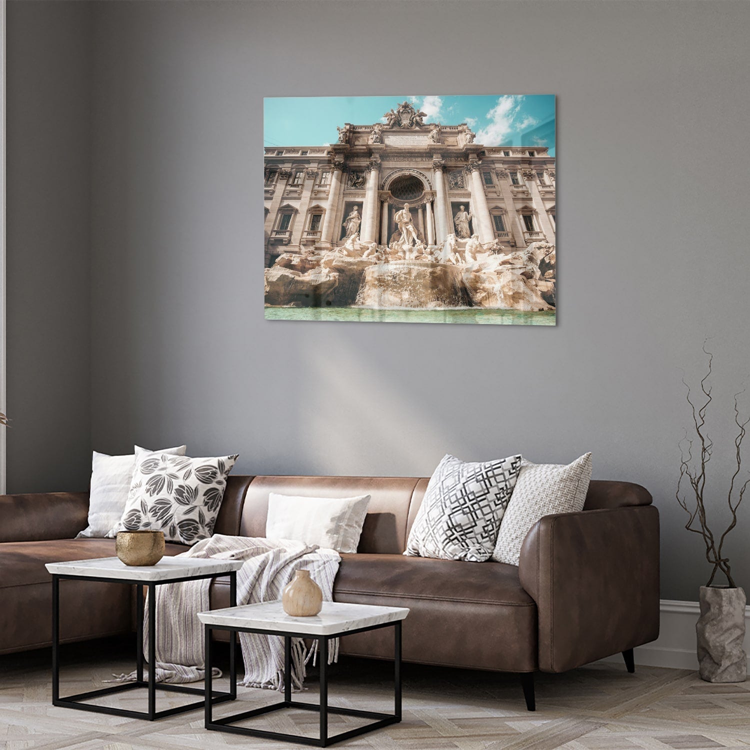 Glasbild mit dem Trevi-Brunnen in Rom
