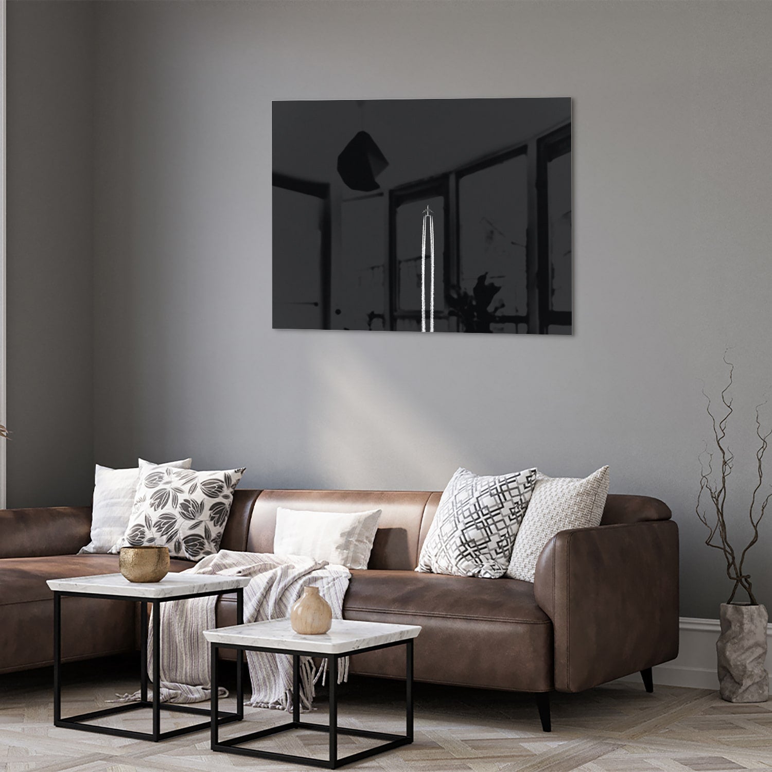 Stilvolles schwarzes Glasbild für moderne Innenräume