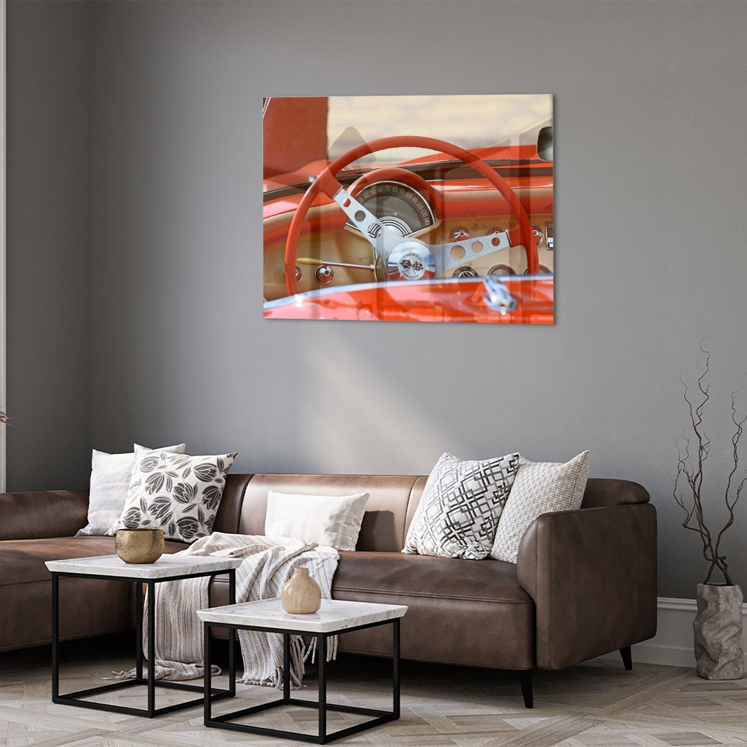 Retro-Auto-Glasbild für stilvolle Innenräume
