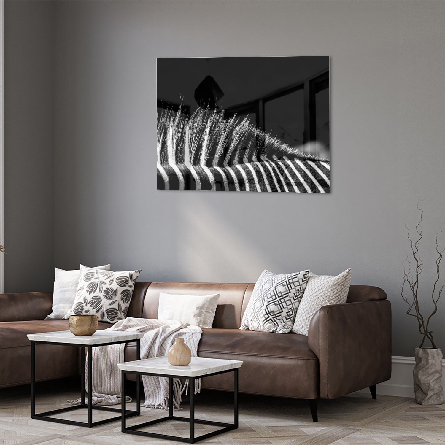 Modernes Schwarz-Weiß-Glasbild