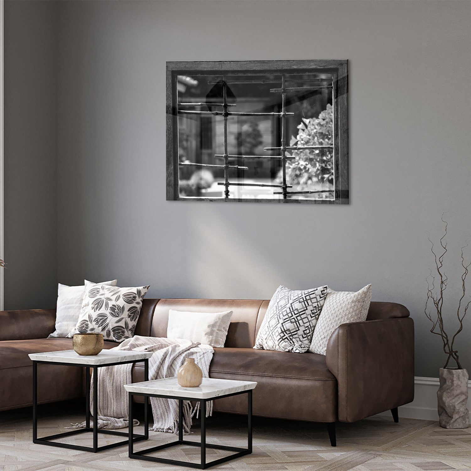 Modernes Glasbild mit Fensterblick