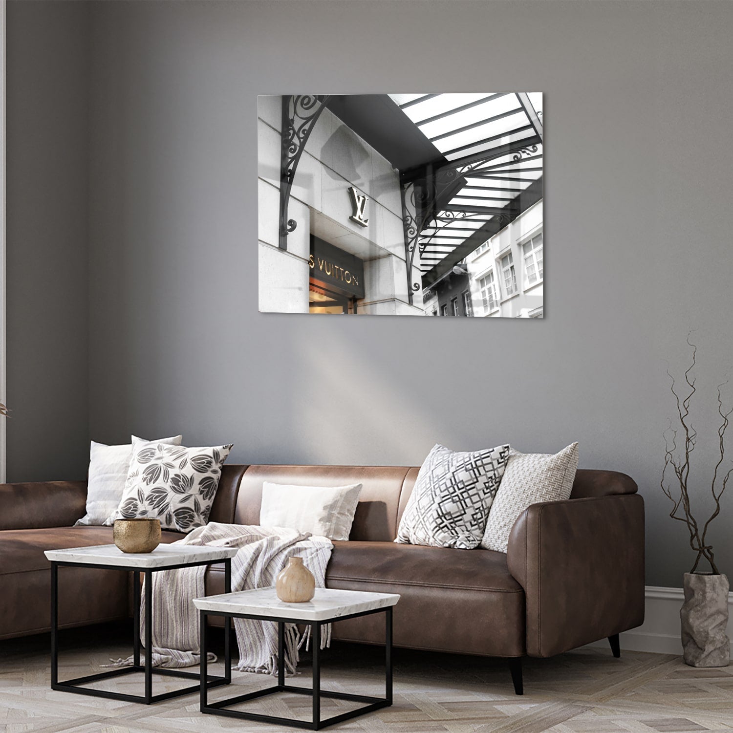 Elegantes Glasbild mit luxuriöser Mode