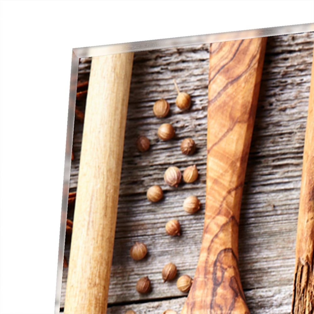 Glasbild mit natürlichen Rezepten im Löffel-Design