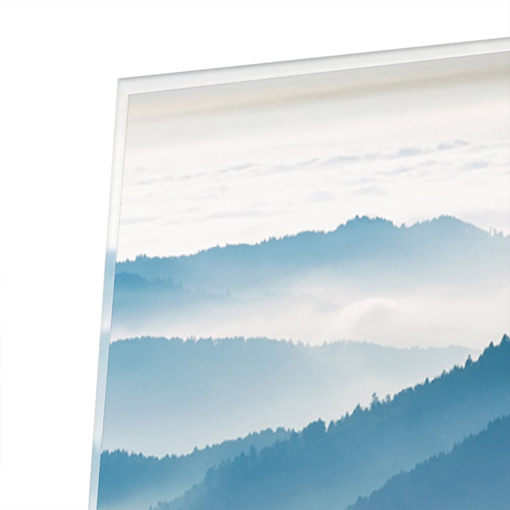 Atemberaubendes Glasbild mit Berglandschaft für Zuhause