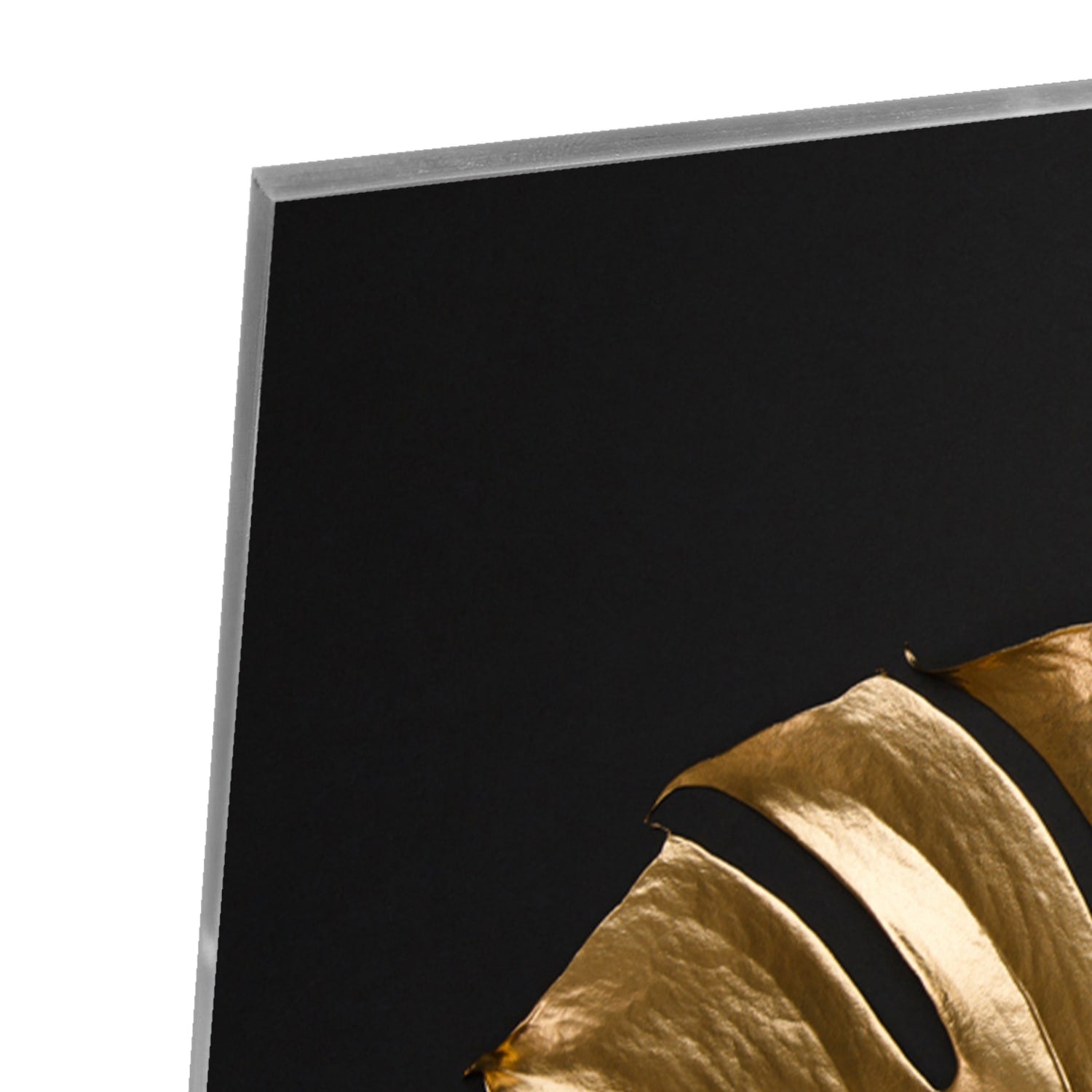 Goldenes Monstera-Glasbild für Wanddekoration