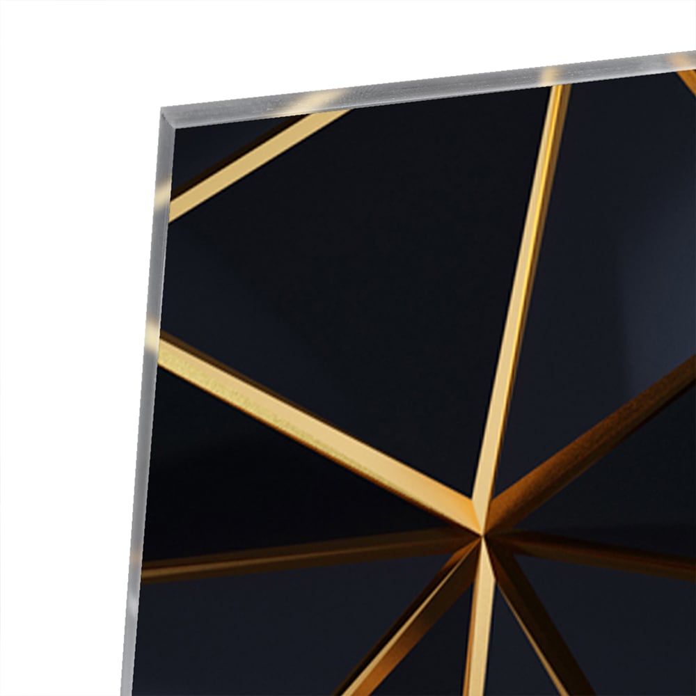 Modernes Glasbild mit goldenen Akzenten als moderne Glas-Wanddekoration aus 4 mm Sicherheitsglas