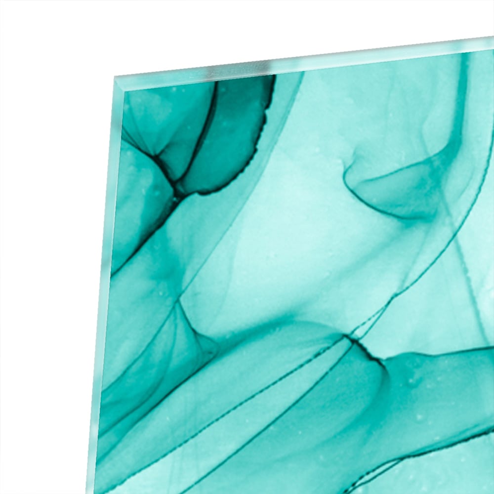 Hellblaues abstraktes Glasbild für elegante Innenräume