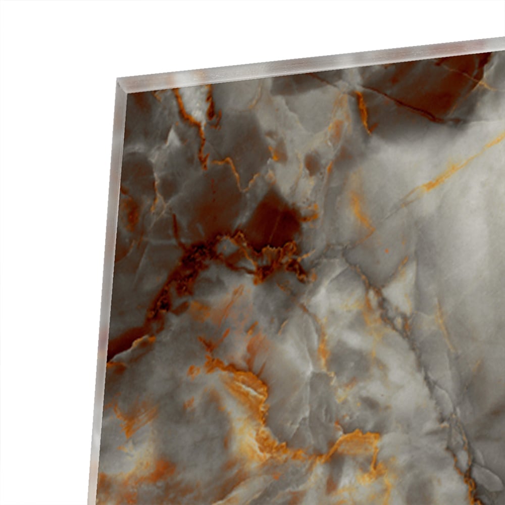 Glänzendes Glasbild mit Marmoroptik in Grau