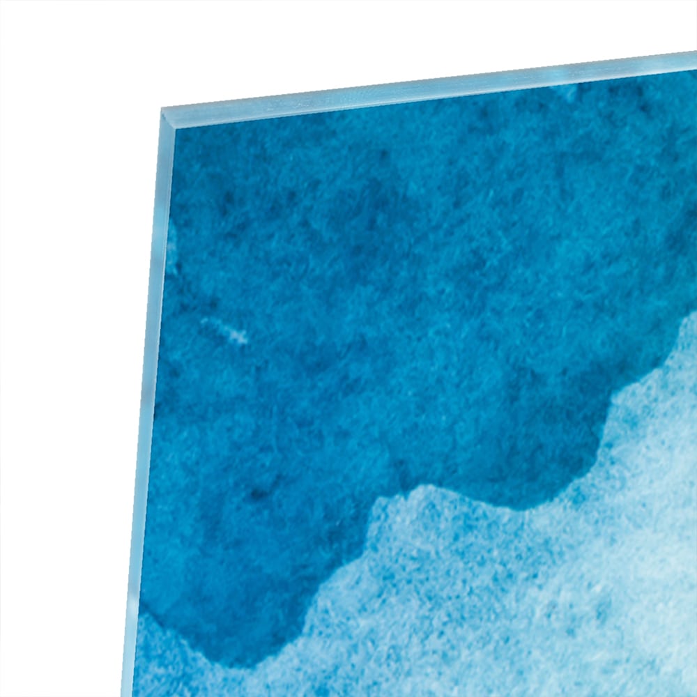 Abstraktes Glasbild in Blau und Grün