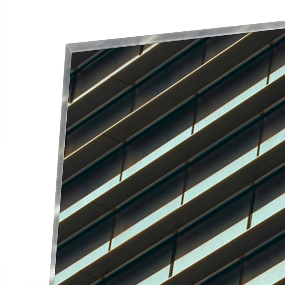 Modernes Glasbild mit schwarzen Linien und Licht