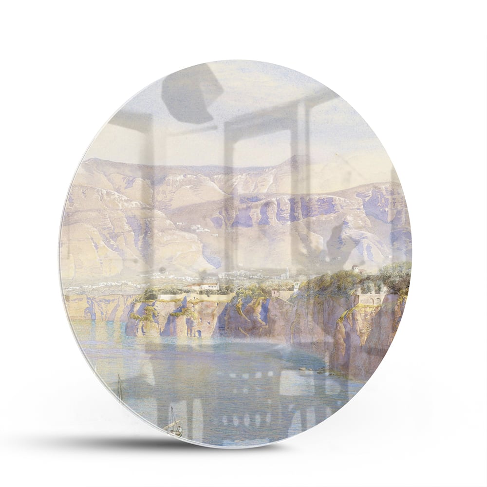 Träumerisches Glasbild mit Berglandschaft – Glasbild aus Sicherheitsglas, Größe 140x70