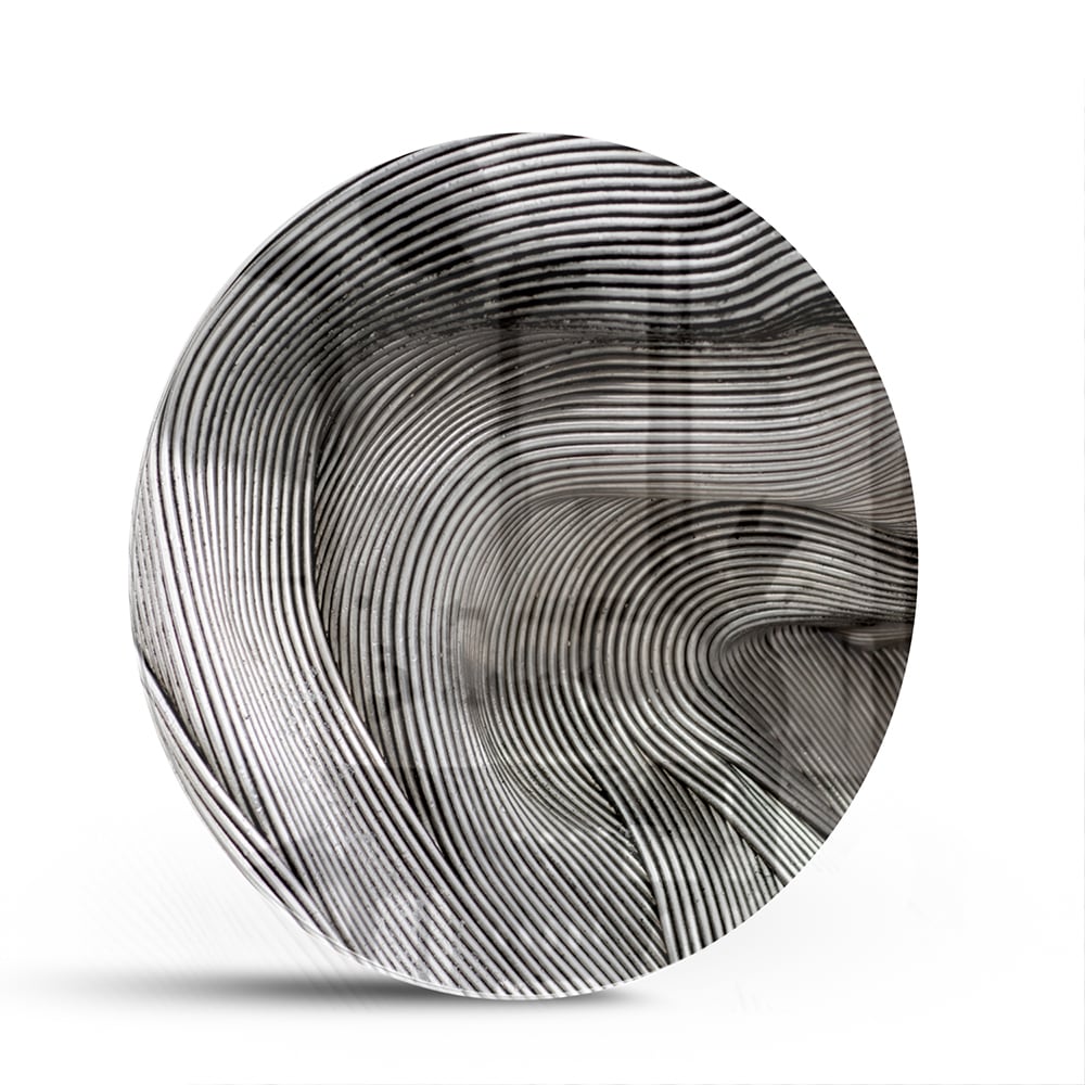 Abstraktes Glasbild mit wellenförmigen Linien – Glasbild aus Sicherheitsglas, Größe 140x70