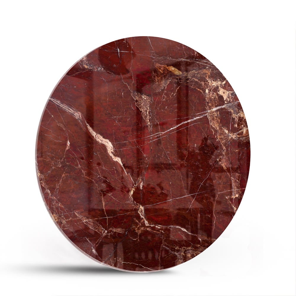 Rotes Glasbild mit Marmoroptik – Glasbild aus Sicherheitsglas, Größe 140x70