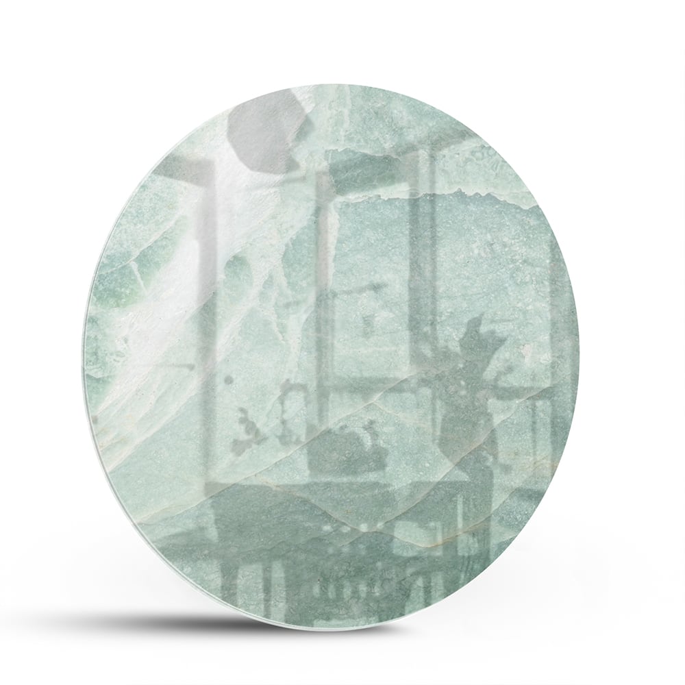 Abstraktes grünes Glasbild für moderne Innenräume – Glasbild aus Sicherheitsglas, Größe 140x70
