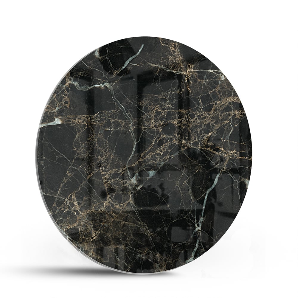 Elegantes schwarzes Marmor-Glasbild für luxuriöses Interieur – Glasbild aus Sicherheitsglas, Größe 140x70