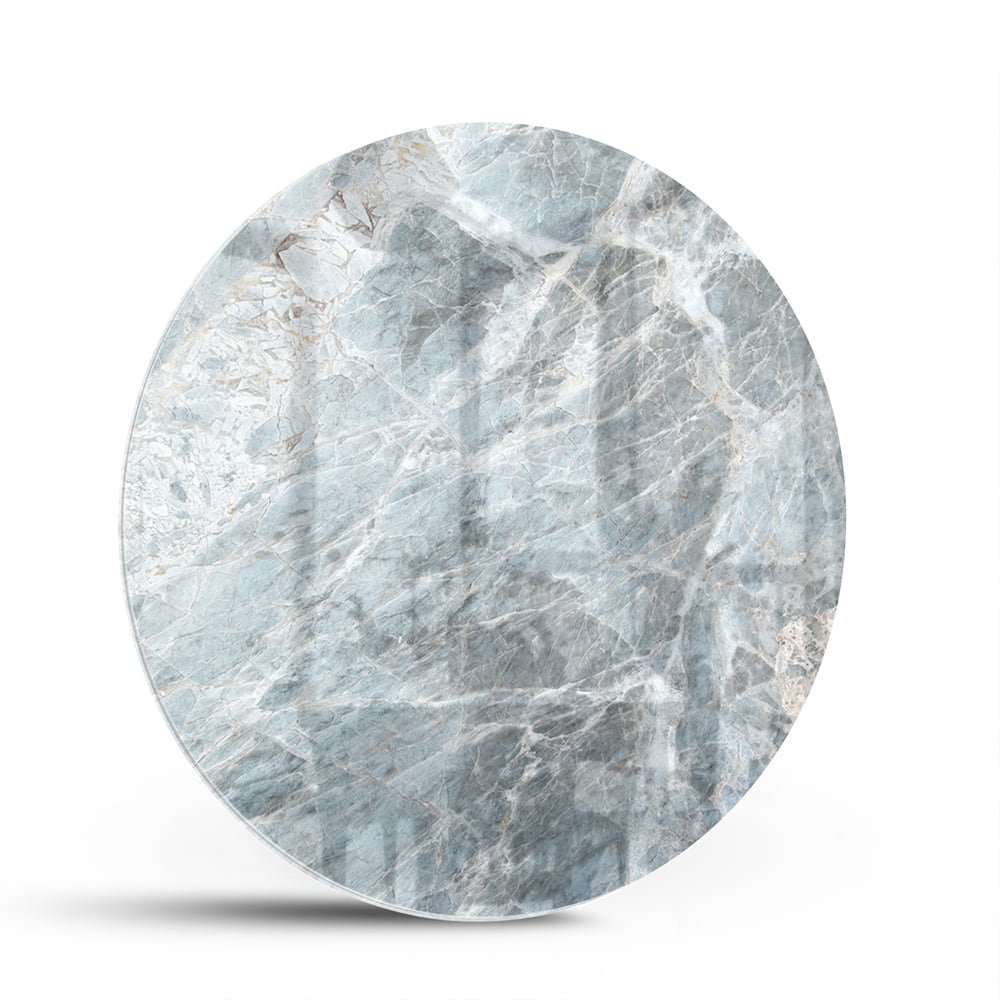 Glasbild mit Marmoroptik in Blau und Grau – Glasbild aus Sicherheitsglas, Größe 140x70