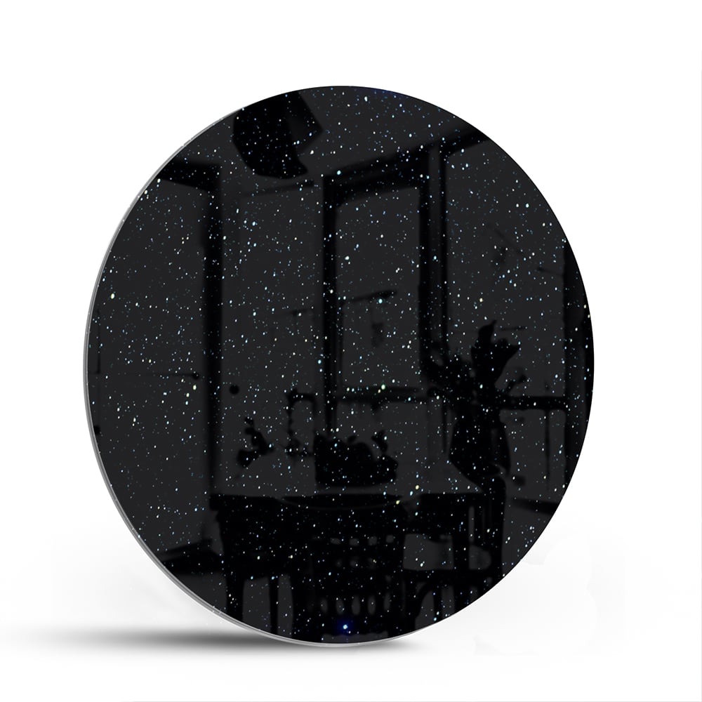Glasbild mit Sternen auf schwarzem Hintergrund – Glasbild aus Sicherheitsglas, Größe 140x70
