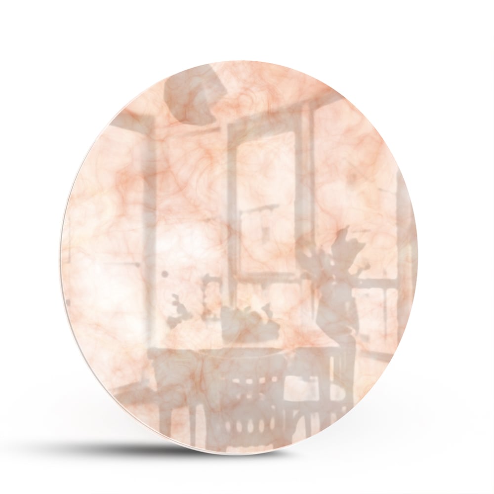 Hellrosa abstraktes Glasbild für ein elegantes Interieur – Glasbild aus Sicherheitsglas, Größe 140x70