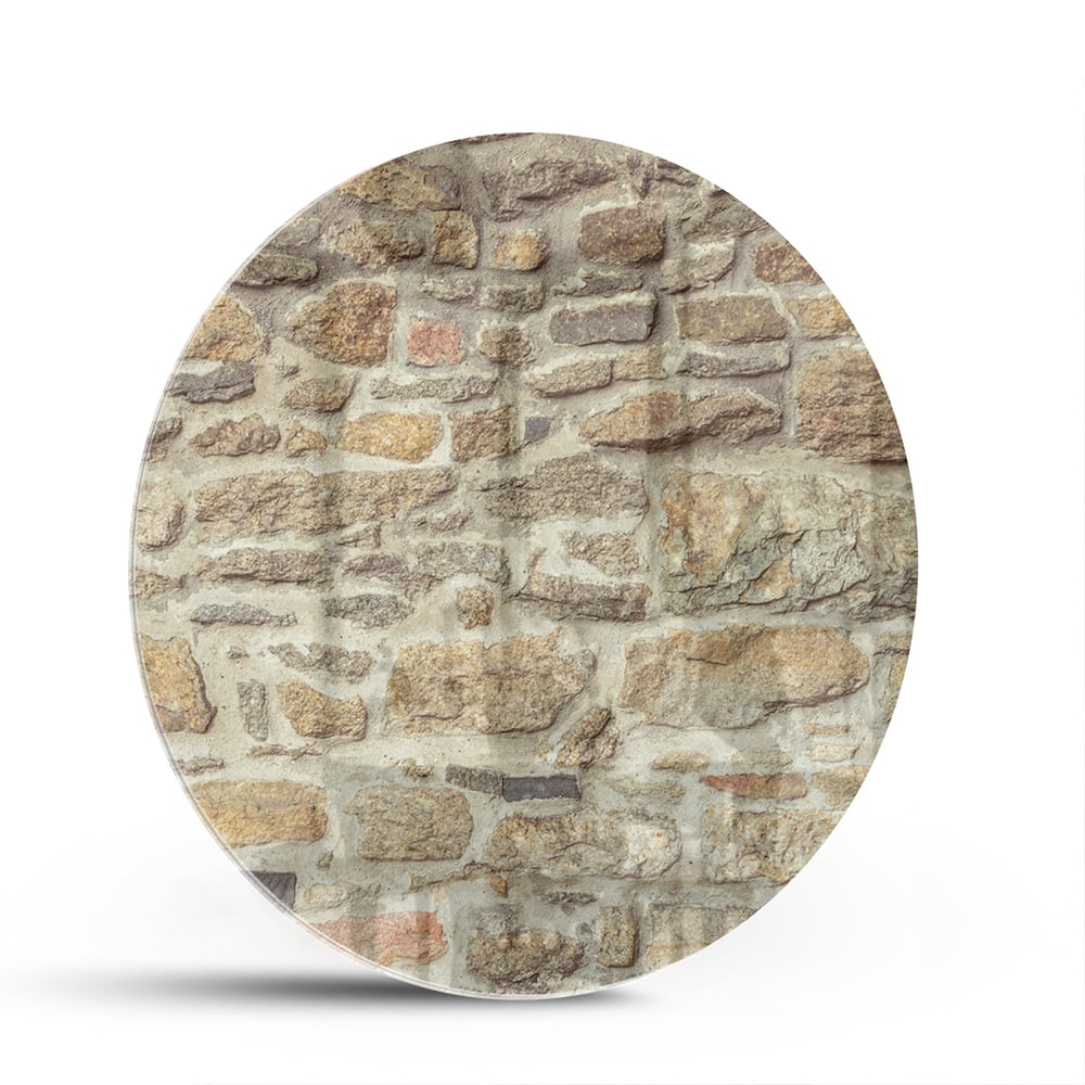 Glasbild mit rustikaler Steinwand – Glasbild aus Sicherheitsglas, Größe 140x70