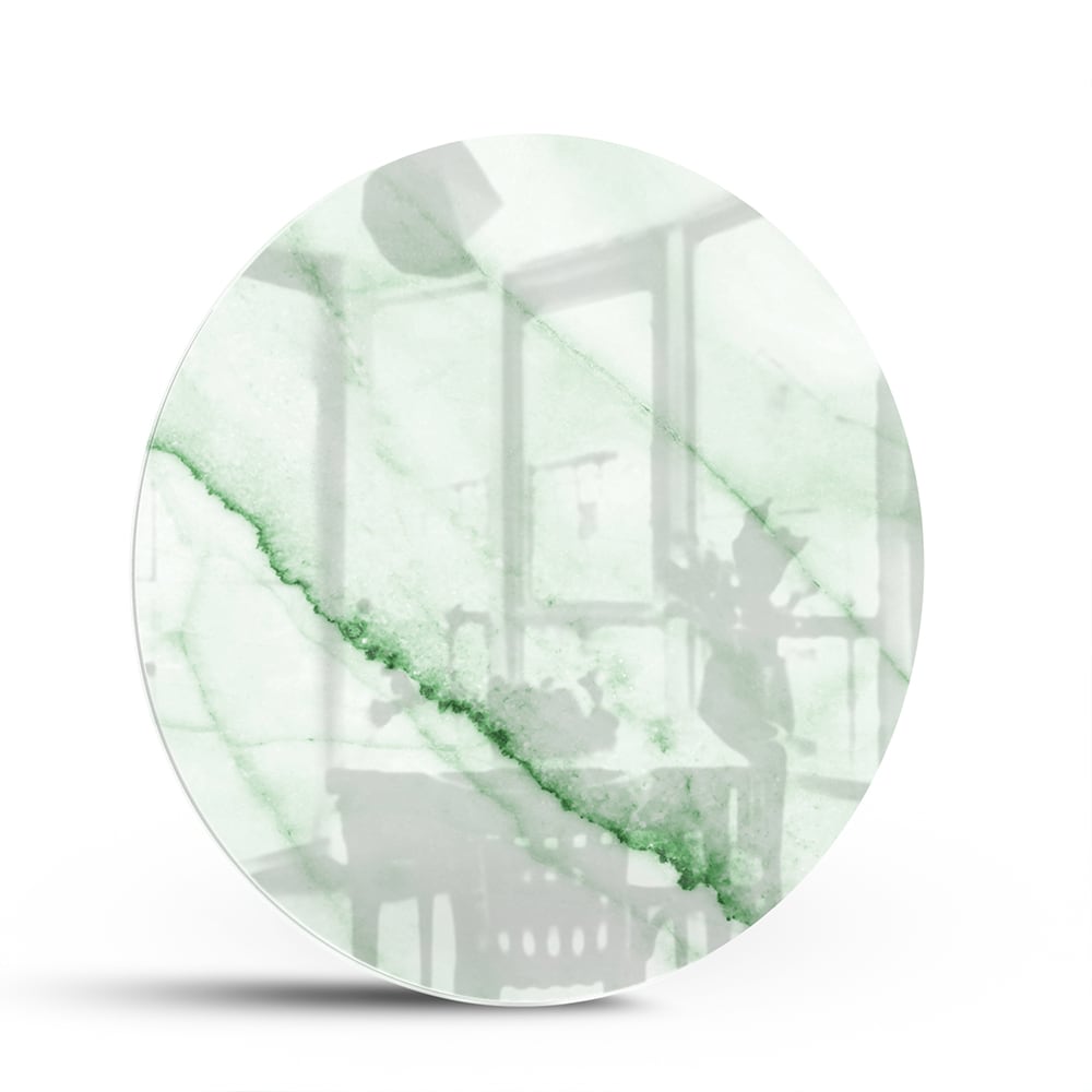 Elegantes Glasbild mit grüner Marmoroptik – Glasbild aus Sicherheitsglas, Größe 140x70