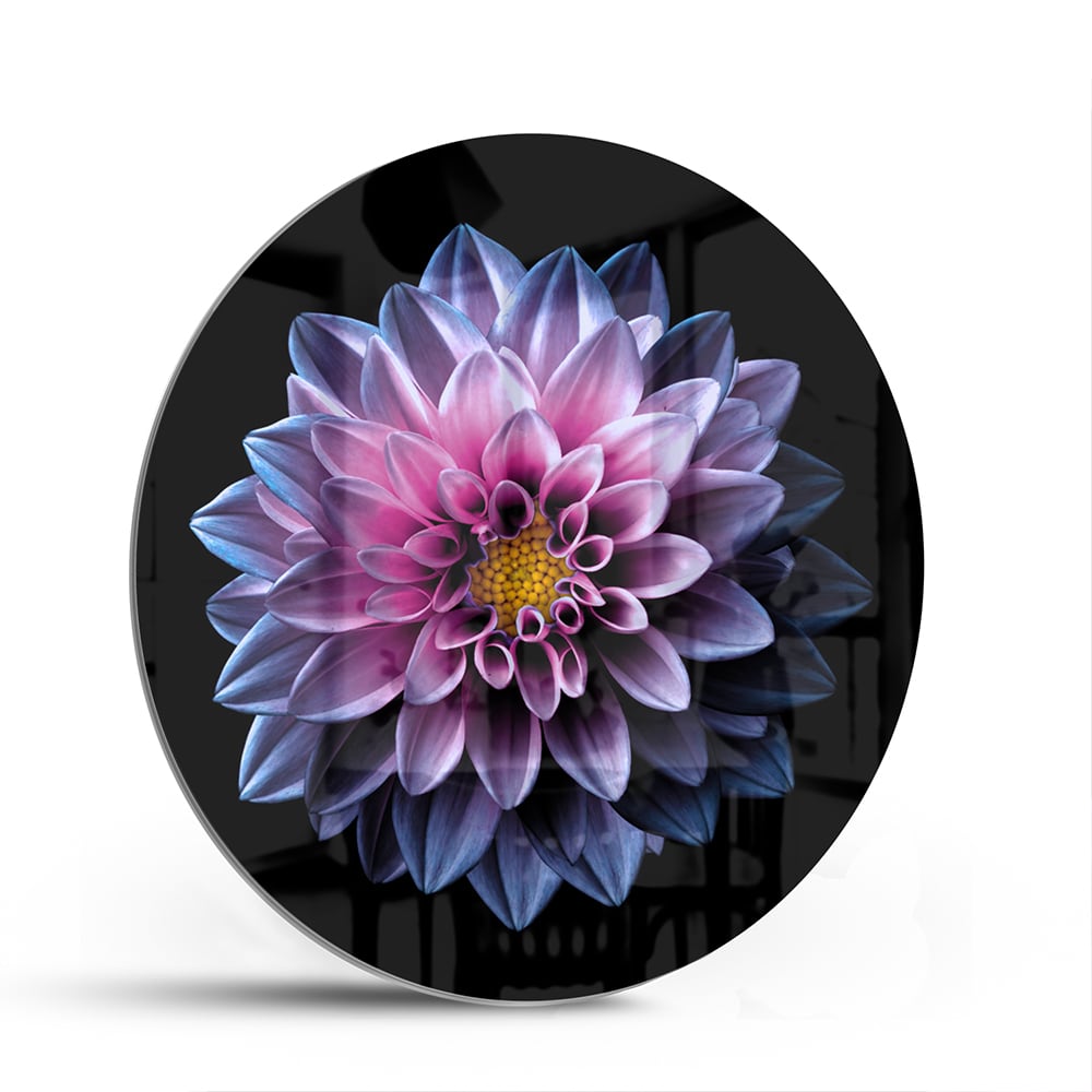 Elegantes Glasbild mit rosa Blume – Glasbild aus Sicherheitsglas, Größe 140x70