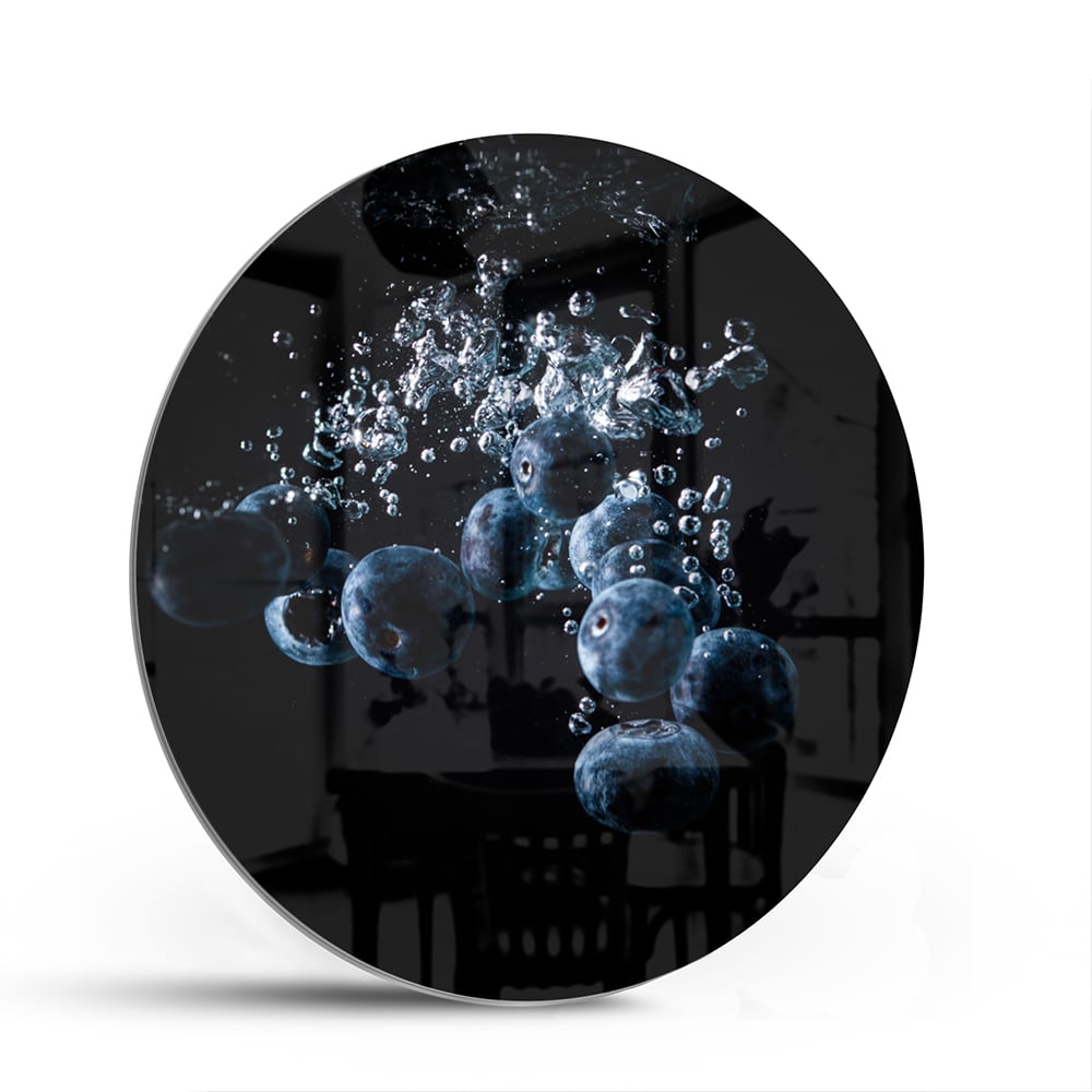 Abstraktes Glasbild mit Blasen in Wasser – Glasbild aus Sicherheitsglas, Größe 140x70