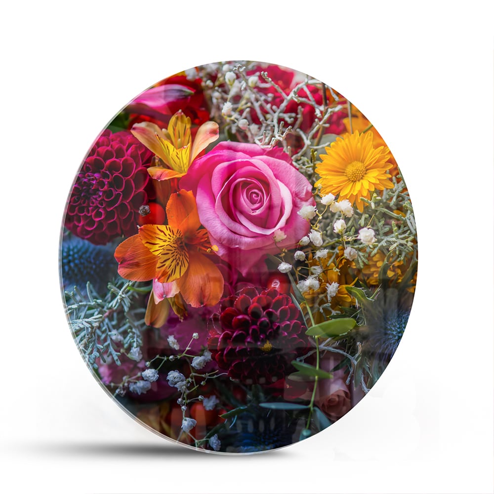 Glasbild – Bunte Blütenpracht – Glasbild aus Sicherheitsglas, Größe 140x70