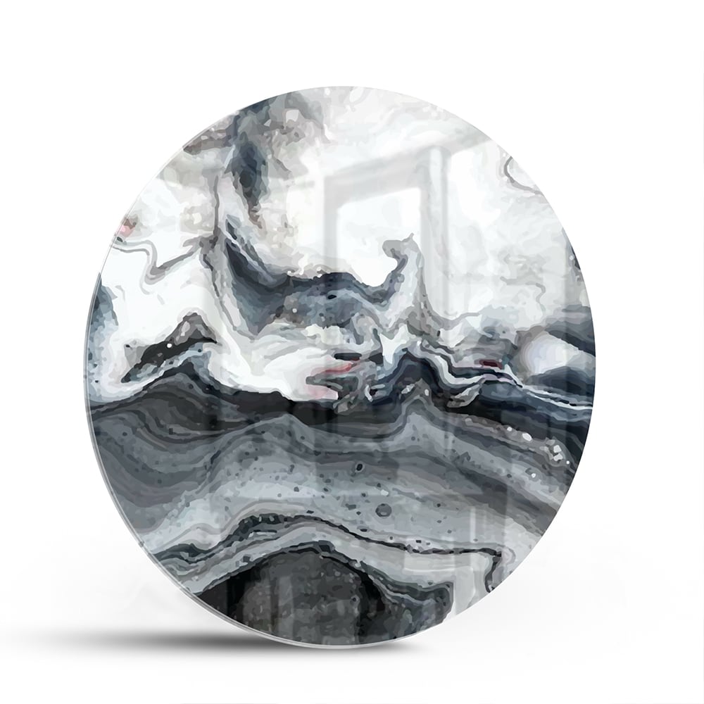 Abstraktes Glasbild in Grautönen – Glasbild aus Sicherheitsglas, Größe 140x70