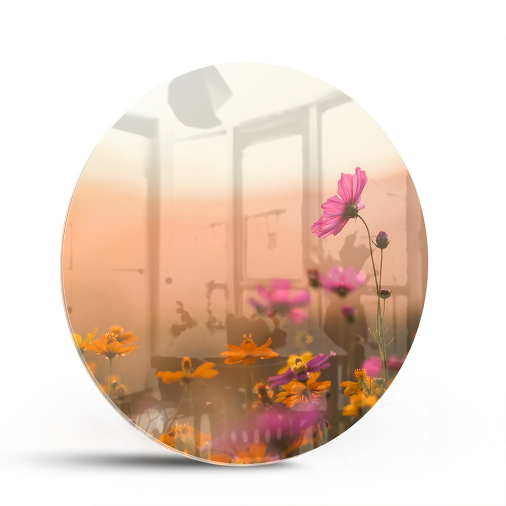 Wunderschönes Glasbild mit Blumen in Pastellfarben – Glasbild aus Sicherheitsglas, Größe 140x70