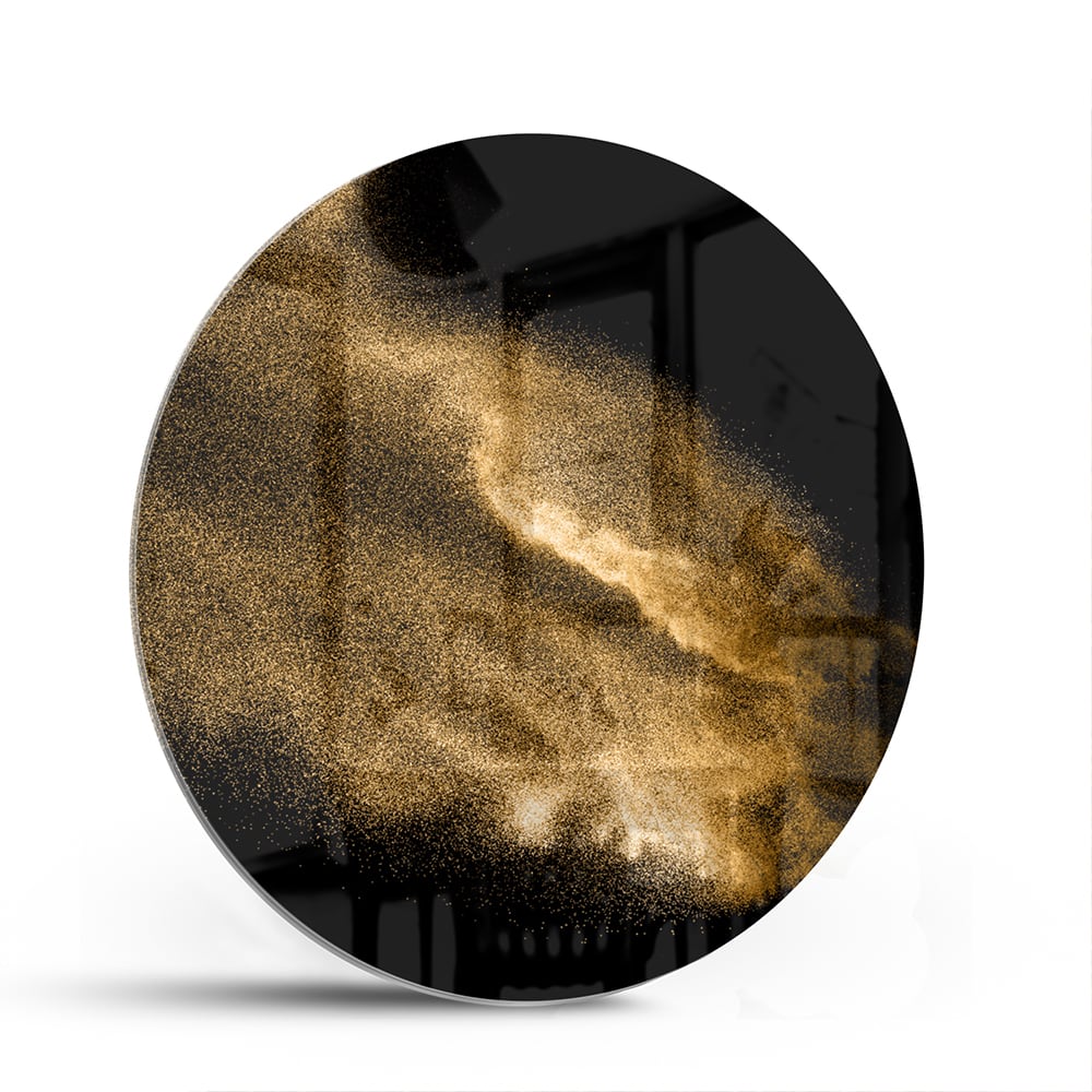 Glasbild – Goldene Hand auf schwarzem Hintergrund – Glasbild aus Sicherheitsglas, Größe 140x70