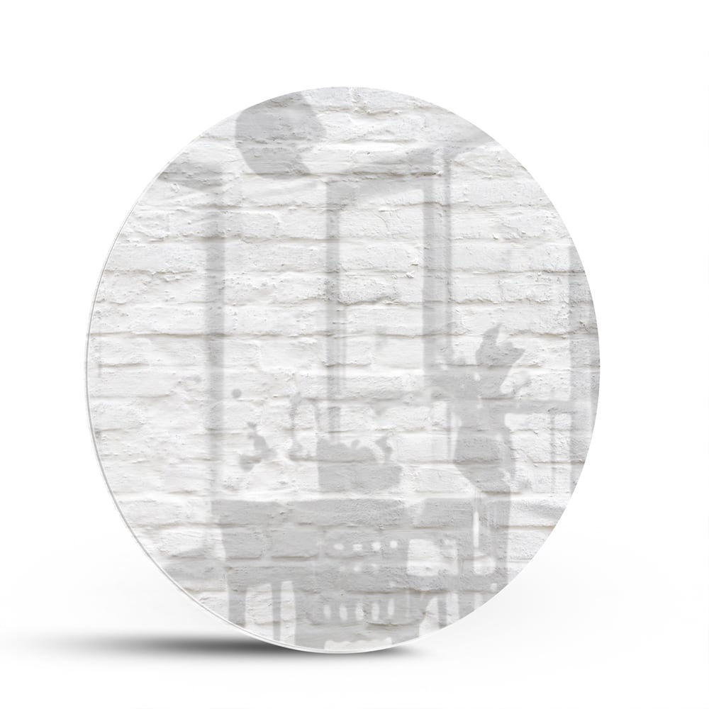 Glasbild mit weißer Ziegelsteintextur – Glasbild aus Sicherheitsglas, Größe 140x70