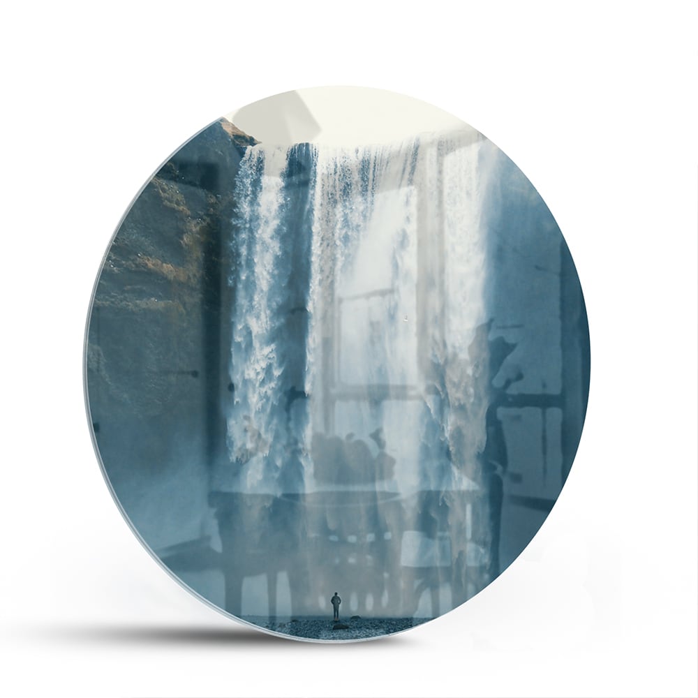 Atemberaubendes Glasbild mit Wasserfall – Glasbild aus Sicherheitsglas, Größe 140x70