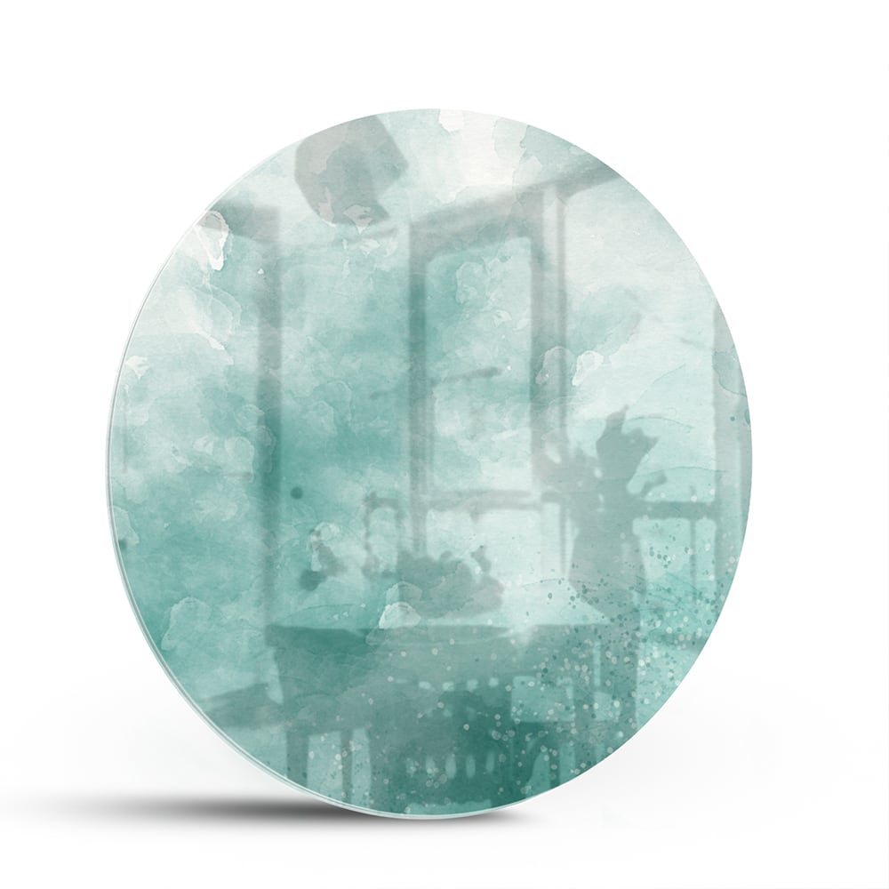 Abstraktes Glasbild in Aquablau – Glasbild aus Sicherheitsglas, Größe 140x70