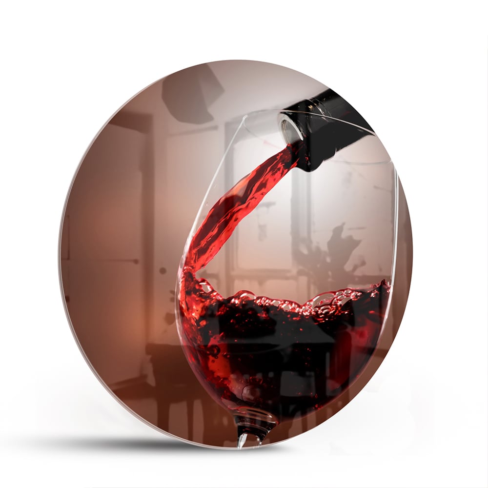 Glasbild mit Rotwein in einem stilvollen Raum – Glasbild aus Sicherheitsglas, Größe 140x70