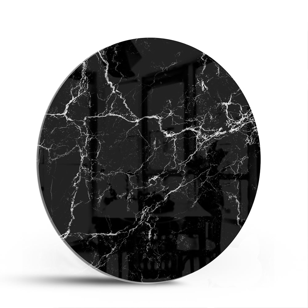 Elegantes Glasbild in schwarzer Marmoroptik – Glasbild aus Sicherheitsglas, Größe 140x70