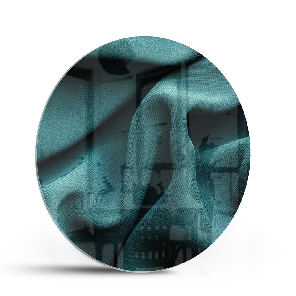 Elegantes Glasbild mit blau-grünem Design – Glasbild aus Sicherheitsglas, Größe 140x70