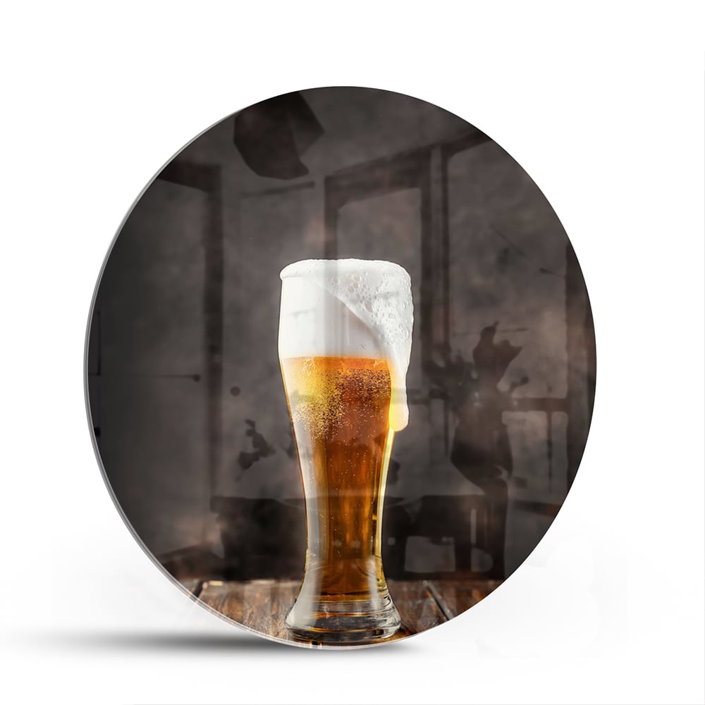 Stilvolles Glasbild mit einem Bier – Glasbild aus Sicherheitsglas, Größe 140x70