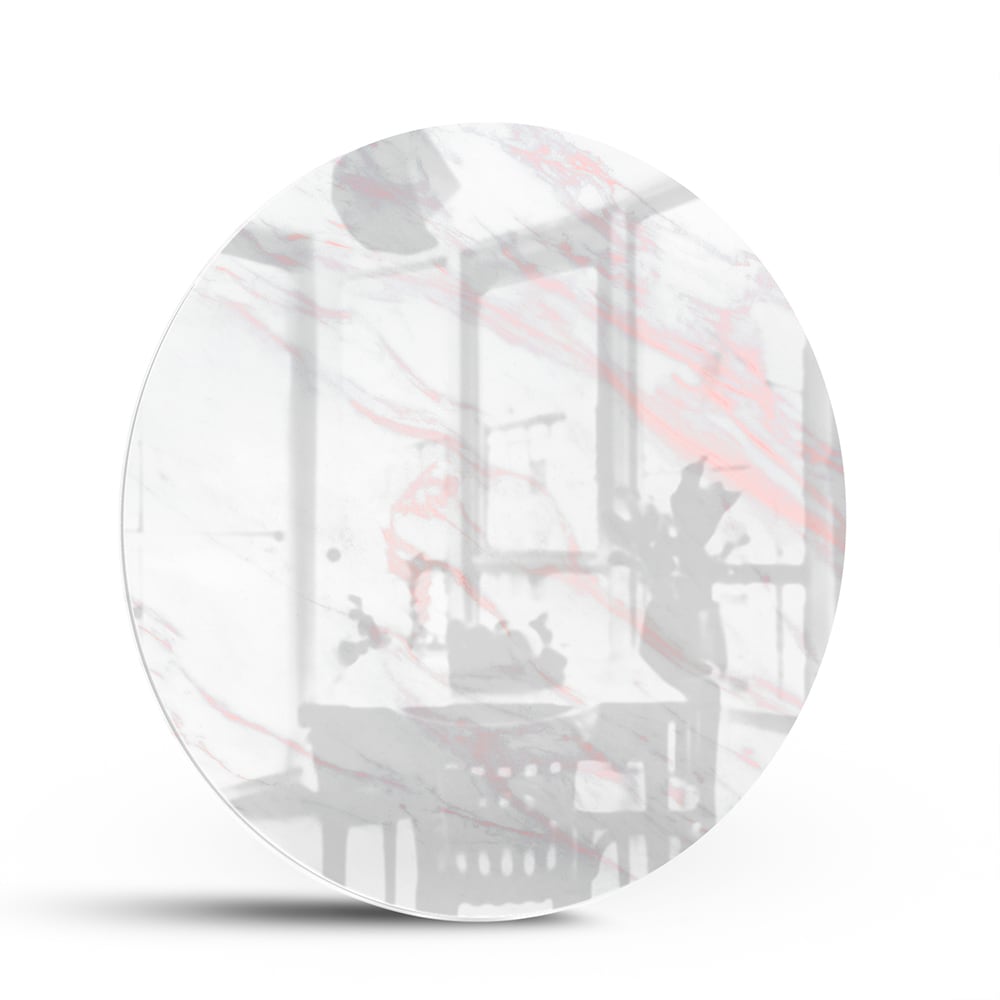 Minimalistisches Glasbild mit Marmordetails – Glasbild aus Sicherheitsglas, Größe 140x70