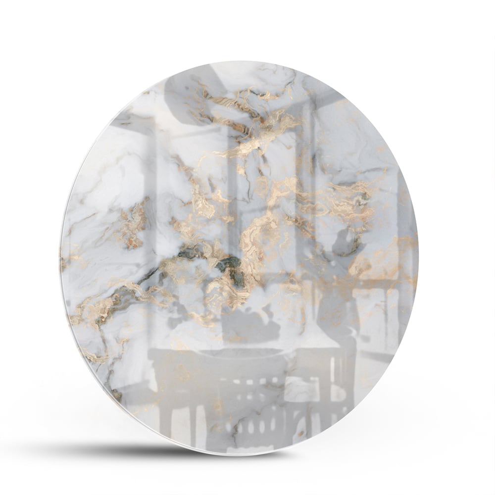 Elegantes Glasbild mit Marmoroptik und goldenen Details – Glasbild aus Sicherheitsglas, Größe 140x70