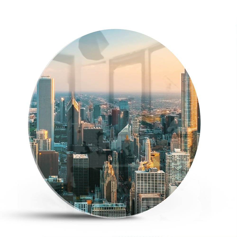 Stadtblick – Glasbild für moderne Innenräume – Glasbild aus Sicherheitsglas, Größe 140x70