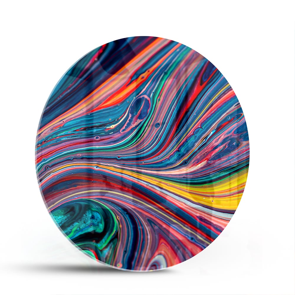 Farbenfrohes abstraktes Glasbild für ein modernes Interieur – Glasbild aus Sicherheitsglas, Größe 140x70