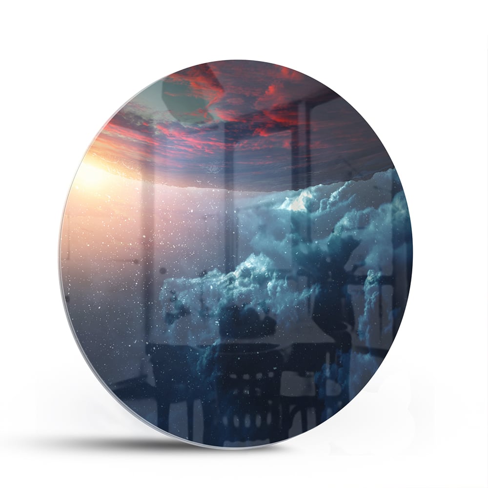 Glasbild mit kosmischem Ausblick – Glasbild aus Sicherheitsglas, Größe 140x70