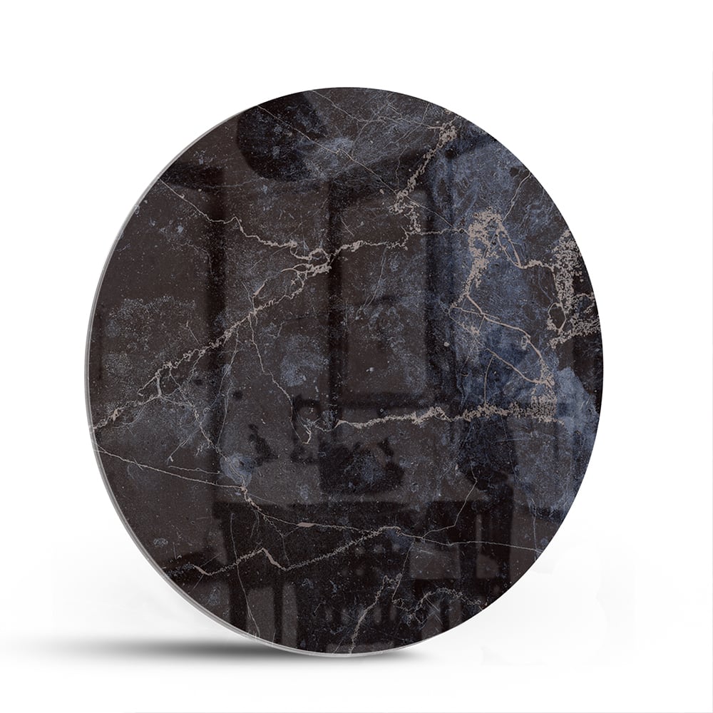 Elegantes Glasbild in dunkler Marmoroptik – Glasbild aus Sicherheitsglas, Größe 140x70